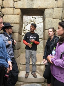 Flavio explaining the intricate masonry